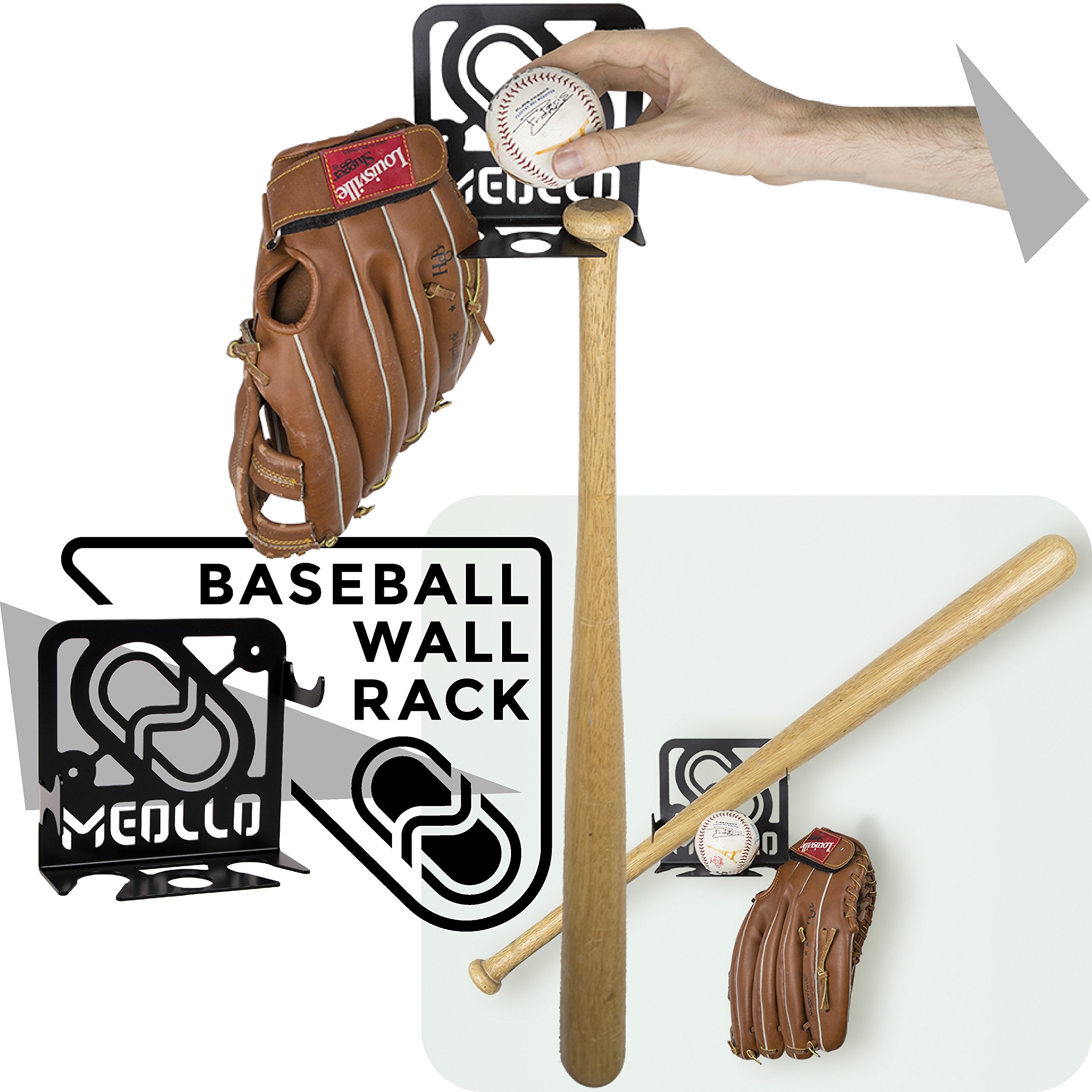 Baseball bat rack wall hanger (100% Steel) (Black)
