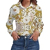 DAOAO Womens Button Down Blouse Long Sleeve Tops for Women Ladies Collared Shirt Dressy Casual Work 2025 Trendy