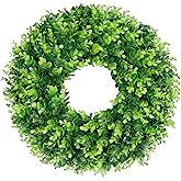 DDHS 18'' Boxwood Wreath for Front Door – Artificial Green Farmhouse Wreath, Spring Summer Fall Winter DIY Decor, for Indoor Outdoor Year-Round Wedding Home Decorations