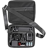 PellKing Hard Case for GoPro Hero 13/12/11/10/9/8/7/2018/6/5 Blcak/4 Silvery Action Camera, Accessories Carrying Storage Shoulder Bag With Strap for DJI Osmo Action 5/4/3 Insta360 Ace Pro
