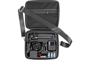 PellKing Hard Case for GoPro Hero 13/12/11/10/9/8/7/2018/6/5 Blcak/4 Silvery Action Camera, Accessories Carrying Storage Shoulder Bag With Strap for DJI Osmo Action 5/4/3 Insta360 Ace Pro