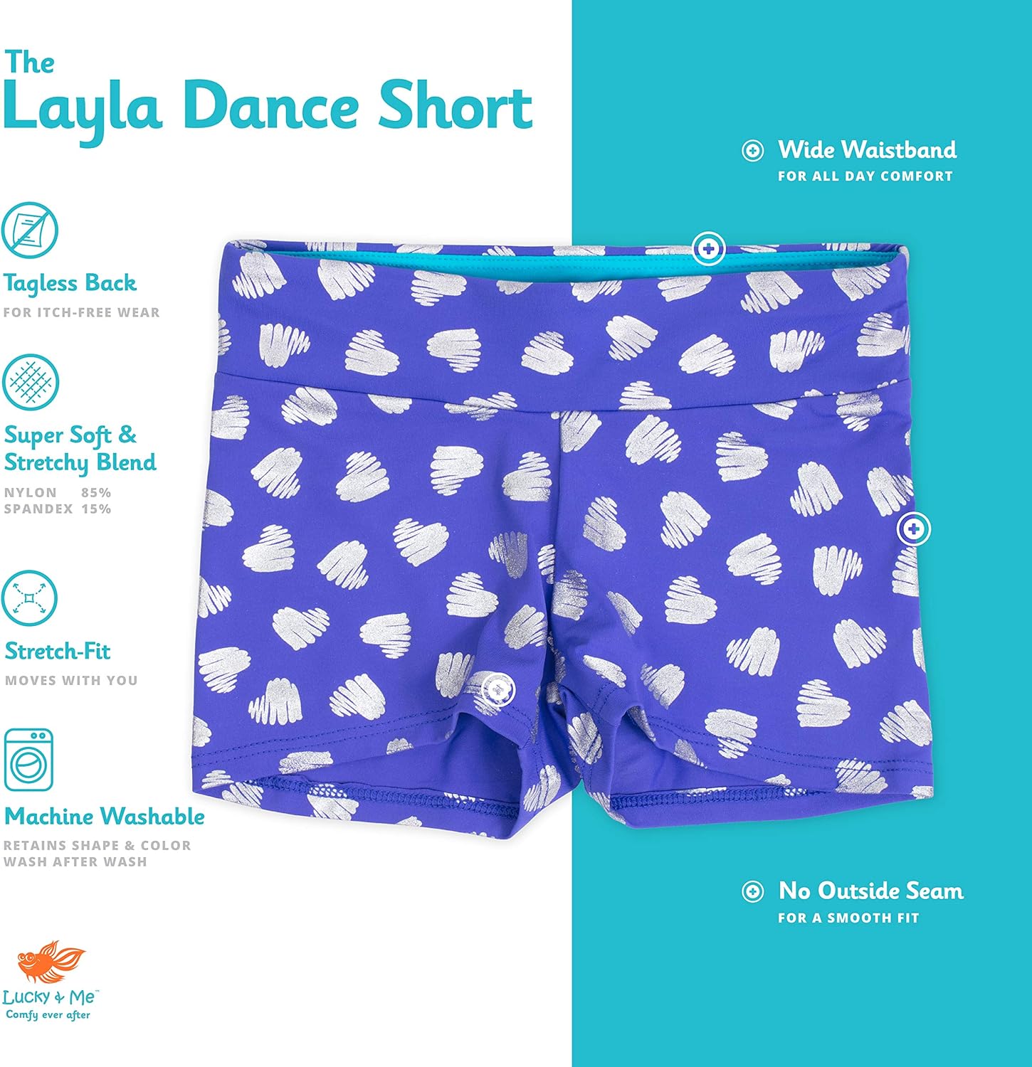 Lucky & Me | Layla Girls Dance Shorts | Gymnastics & Dancewear | 3-Pack | Tagless for Comfort and Premium Stretch Performance: Clothing