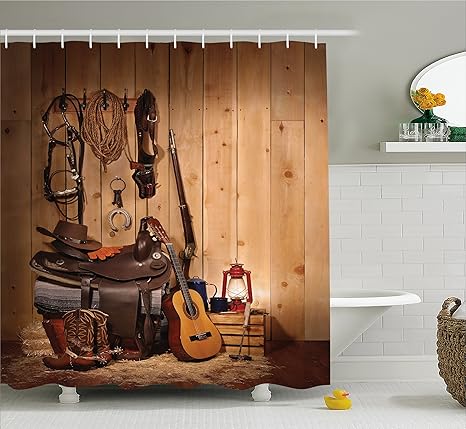 Shower Curtains Hooks Liners Lb Western Mustic Theme Cowboy
