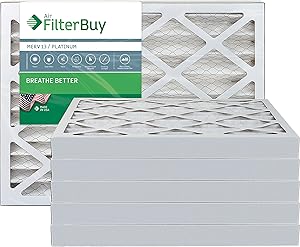 FilterBuy 20x25x2 MERV 13 Pleated AC Furnace Air Filter, (Pack of 6 Filters), 20x25x2 – Platinum