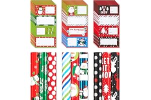 American Greetings 225 sq. ft. Christmas Wrapping Paper Set with Cut Lines, Santa, Stripes, Reindeer, Polka Dots and Snowmen (9 Rolls 30 in. x 10 ft., 60 Gift Tags)
