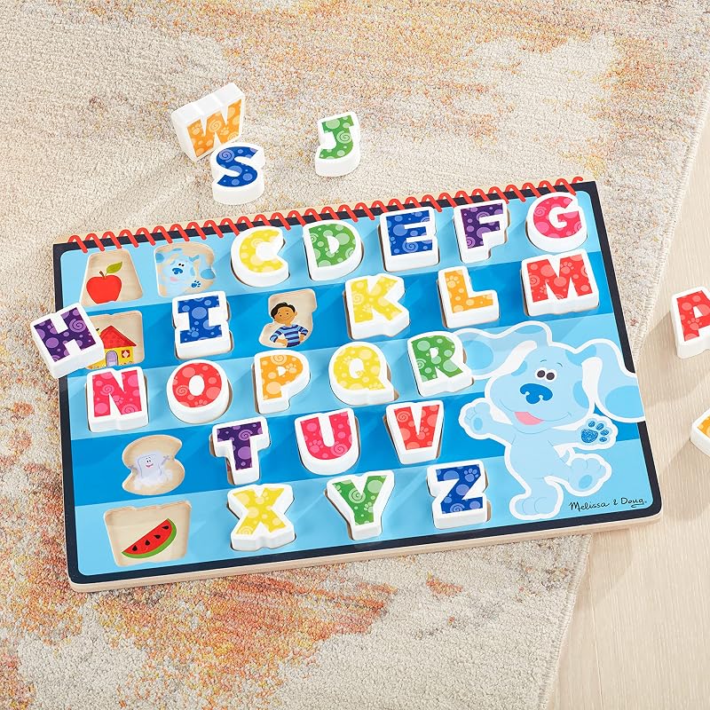 Blue's Clues & You, Puzzle Lettere Alfabeto, 26 Pezzi, Gioco Montessori, Gioco Legno, Multicolore, Gioco Educativo, Regalo Bambini e Bambine