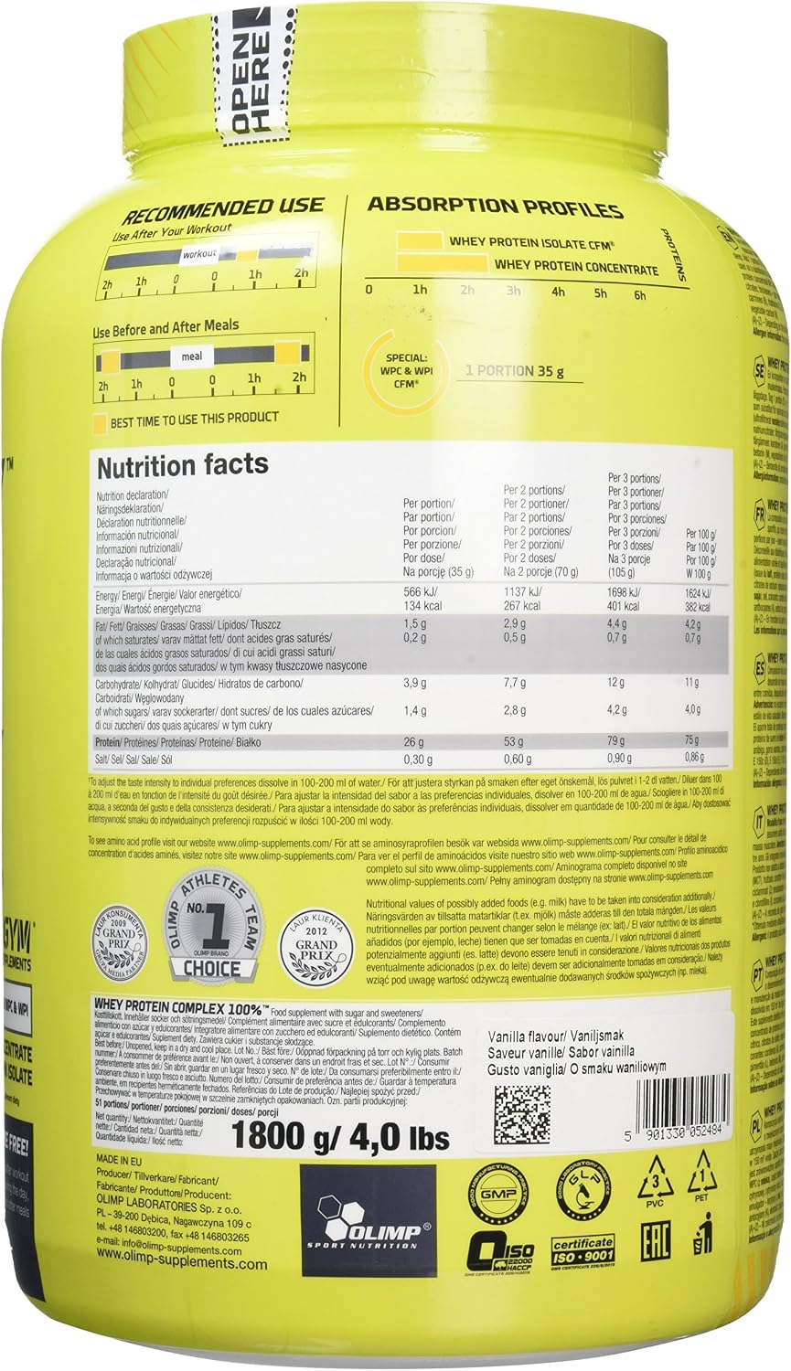 OLIMP SPORT NUTRITION Olimp Labs Vanilla Whey Protein Complex, 1.8 kg, 1.8 kg (Pack of 1) - Image 4