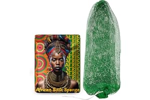 AFRIKI African Net Sponge, Authentic African Exfoliating Sponge, Black Owned, Back Scrubber, 45inch Long, for Normal to Sensitive Skin, for Daily use, Sky Collection (Emerald Green)