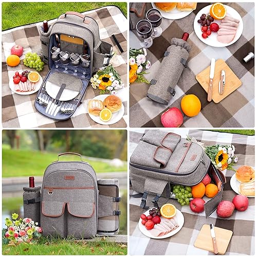 Picnic Backpack Set for Person with Cooler Compartment, Picnic