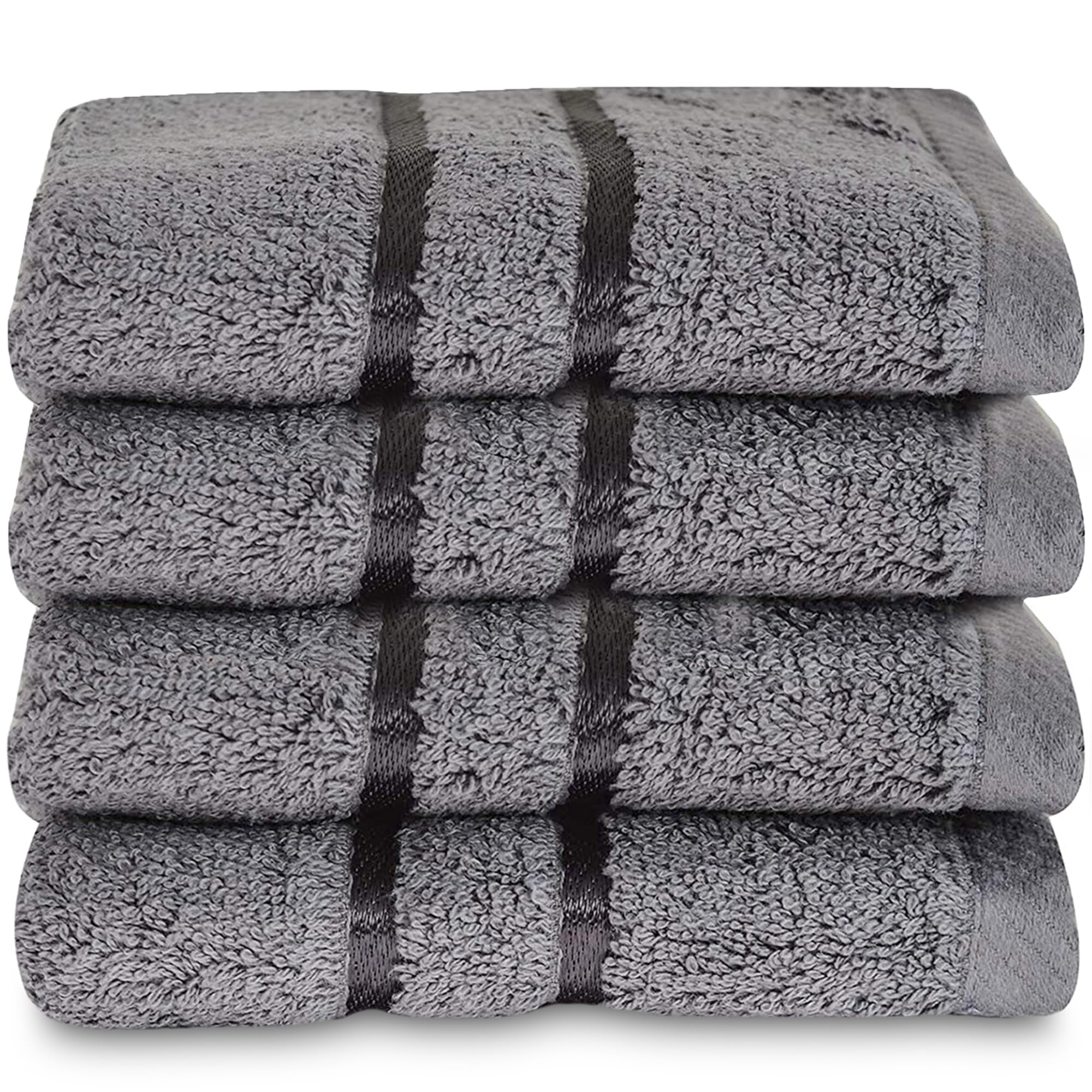 Towelogy® 600GSM Cotton Washcloths Multipack Quick Dry Flannels Face Towels Hotel Spa Bathroom Make Up Remover Cloths 30x30cm (Grey Charcoal, Pack Of 4)