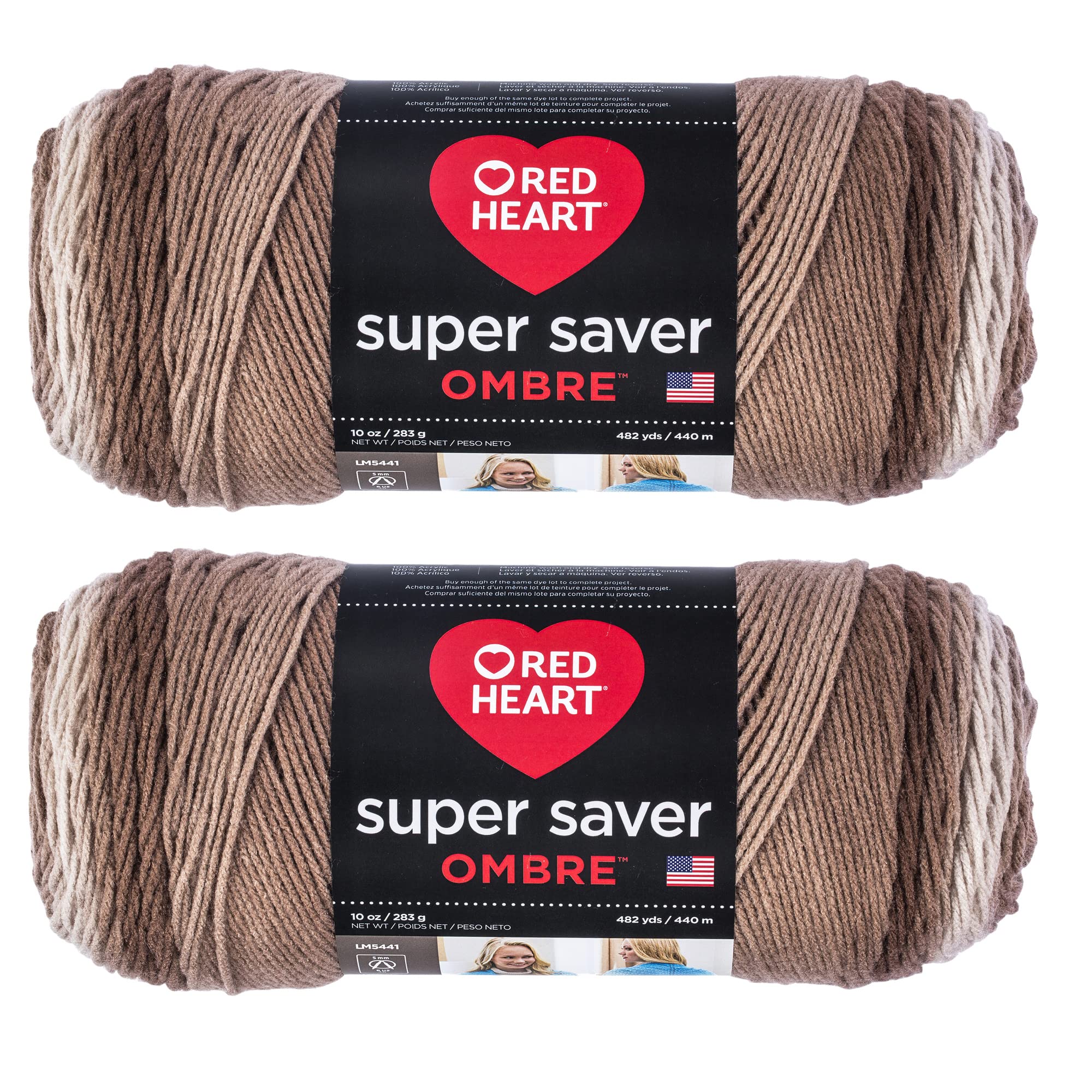 Red Heart Yarn, Acrylic, Cocoa Ombre, 2 Pack — image 1