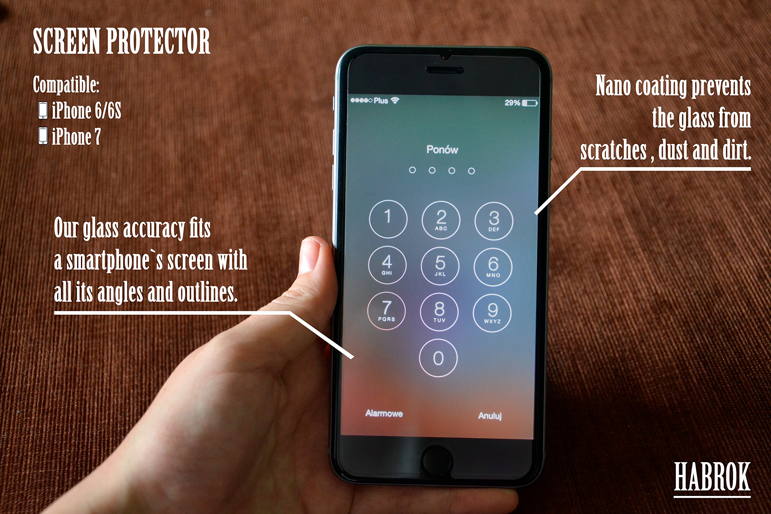 Habrok Tempered Glass for iPhone 6 and 6S, Gorilla Guard Armor Ultra-Thin Clear Screen Protector Tool, Apple Drop Proof, Cheap HD Anti-Scratch, Durable Life Defender for Phone Display