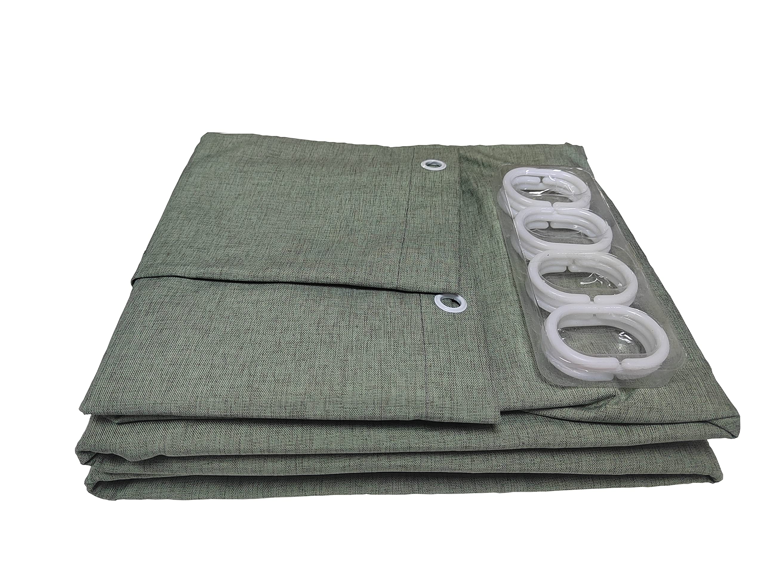 JIUJ Linen Texture Shower Curtain with Mould&Mildew Resistant, Extra Thick Heavy Duty Bathroom Curtains,Premium Fabric Cotton,Anti-static Waterproof Shower Liner(W:1.8m x H:2m) (Dark green)