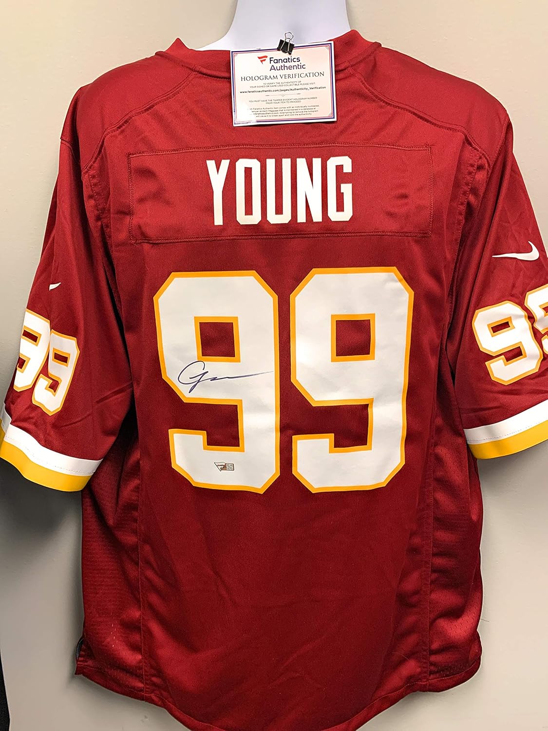 Chase Young Signed Autograph Authentic Game Jersey Fanatics Authentic Certified