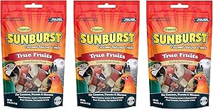Higgins 3 Pack of Sunburst Gourmet Natural Bird Treats, 5 Ounces Each, True Fruits Flavor, for Conures Parrots and Macaws