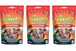 HIGGINS GROUP Higgins 3 Pack of Sunburst Gourmet Natural Bird Treats, 5 Ounces Each, True Fruits Flavor, for Conures Parrots and Macaws