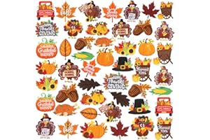 Yuxung 48 Pcs Thanksgiving Turkey Iron on Patches Fall Maple Leaf Pumpkin Sew on Applique Embroidered Patches Cute Decorative Patch Halloween Thanksgiving DIY Crafts Accessories for Clothing Jacket