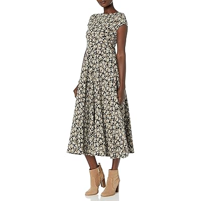 Chaps Womens Short Sleeve Floral Fit and Flare Ghana | Ubuy