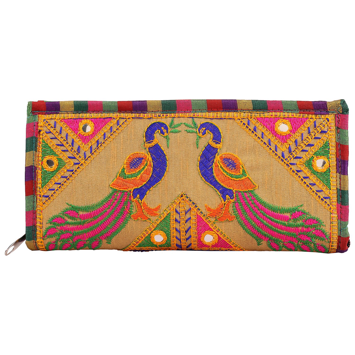 craft trade handmade designer rajasthani worked clutch bag for women cream