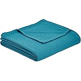 AmazonBasics Cotton Woven Throw Blanket - 66 x 90 Inches, Teal