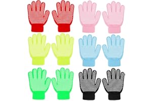 QKURT 6 Pairs Kids Anti-skid Knit Gloves, Winter Warm Stretchy Gloves Unisex Stretch Mittens Full Fingers Gloves for 5~8 Year