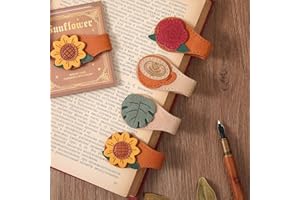 VYRANA 4PCS Vintage Magnetic Leather Bookmark, Leather Magnetic Bookmarks for Women, Magnetic PU Bookmarks Clip Book Accessories