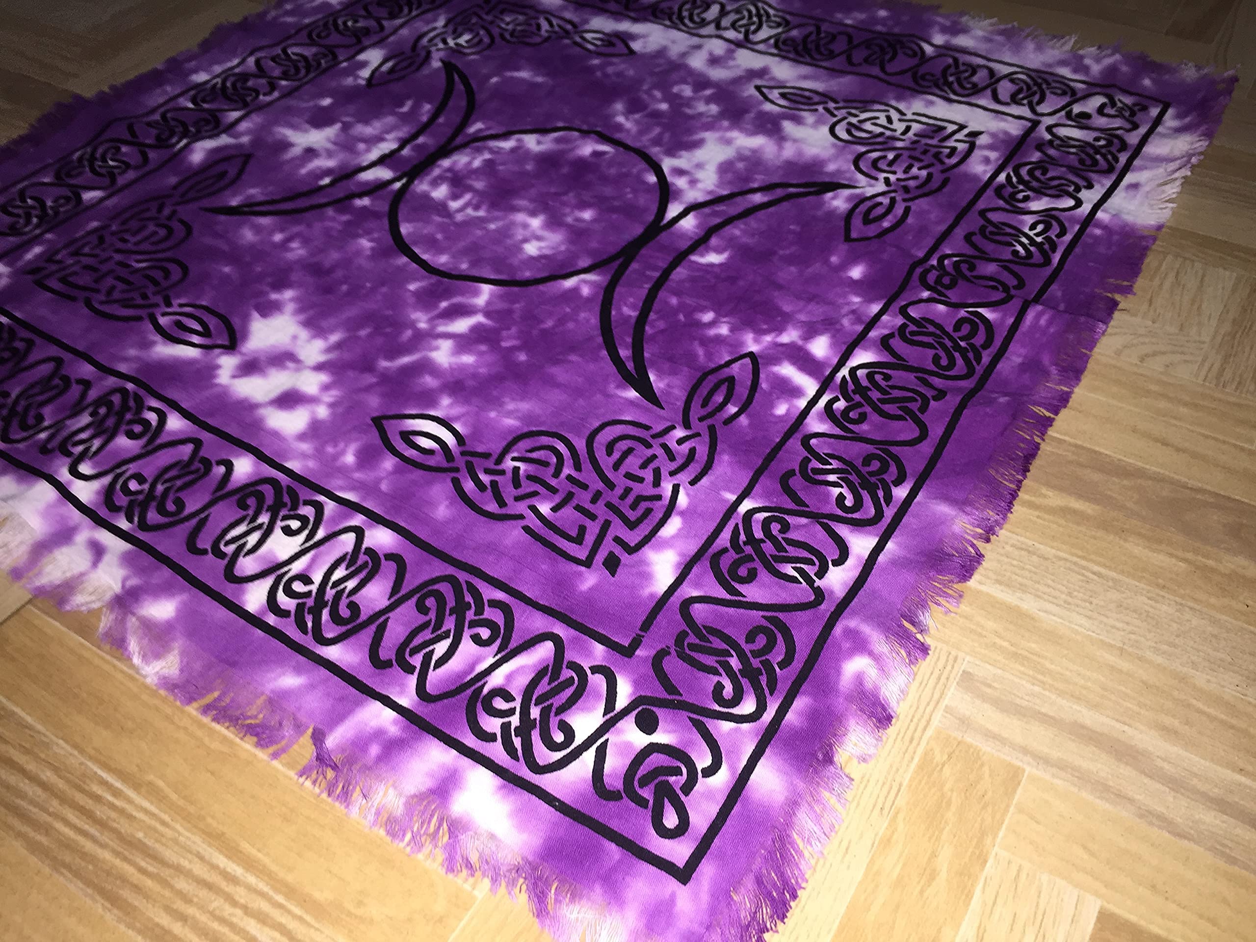 Indian Consigners Altar Cloth Purple Triple Moon Square 18