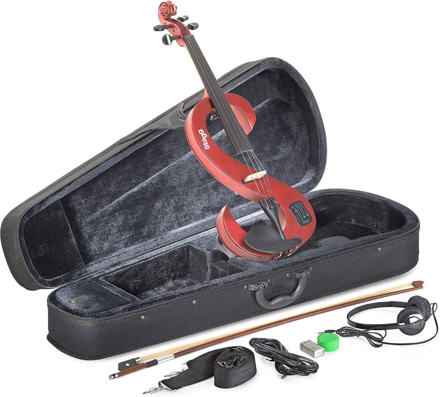 Stagg EVN 4/4 MRD Electric Violin Outfit - Metallic Red