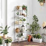SONGMICS 5-Tier Kitchen Shelf with 8 Hooks Silver LGR115E01 view 3