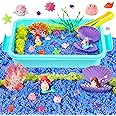 Carolart Mermaid Sensory Bin,Ocean Sensory Play Kit for Girls with Sensory Foam Beads and Storage bin, Ocean Sensory kit,Toddler Toys Ages 3 4 5 6 7 8