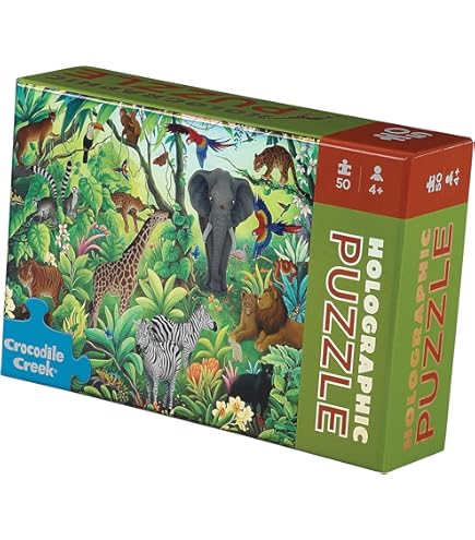 Amazon.com: Crocodile Creek 50-Piece Holographic Jigsaw Puzzle
