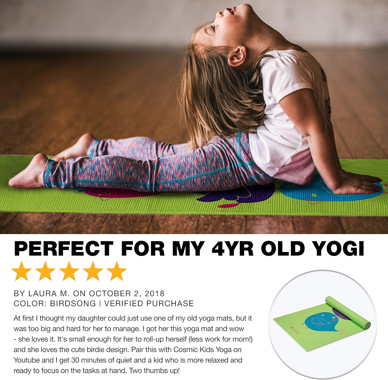 Gaiam Kids Yoga Mat Exercise Mat, Yoga for Kids with Fun Prints - Playtime for Babies, Active & Calm Toddlers and Young Children, Owl, 3mm : Sports & Outdoors