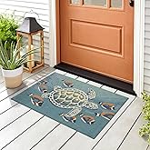 Liora Manne FrontPorch Indoor/Outdoor Hand Tufted Durable Area Rug - Transitional Coastal Animal Multicolor (Turtle and Fish 