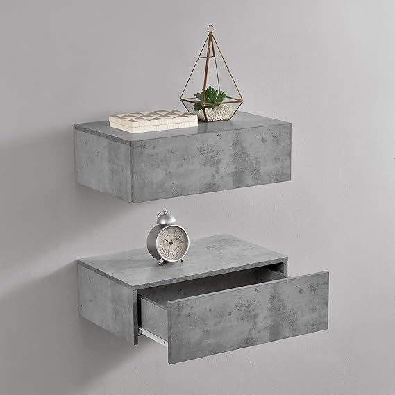 [en.casa] Wall Mounted Shelf Floating Drawer Storage Box 2 Drawers