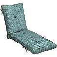 Arden Selections Outdoor Plush Modern Tufted Chaise Cushion, 76 x 22, Water Repellent, Fade Resistant, Tufted Cushion for Chaise Lounger 76 x 22, Alana Tile