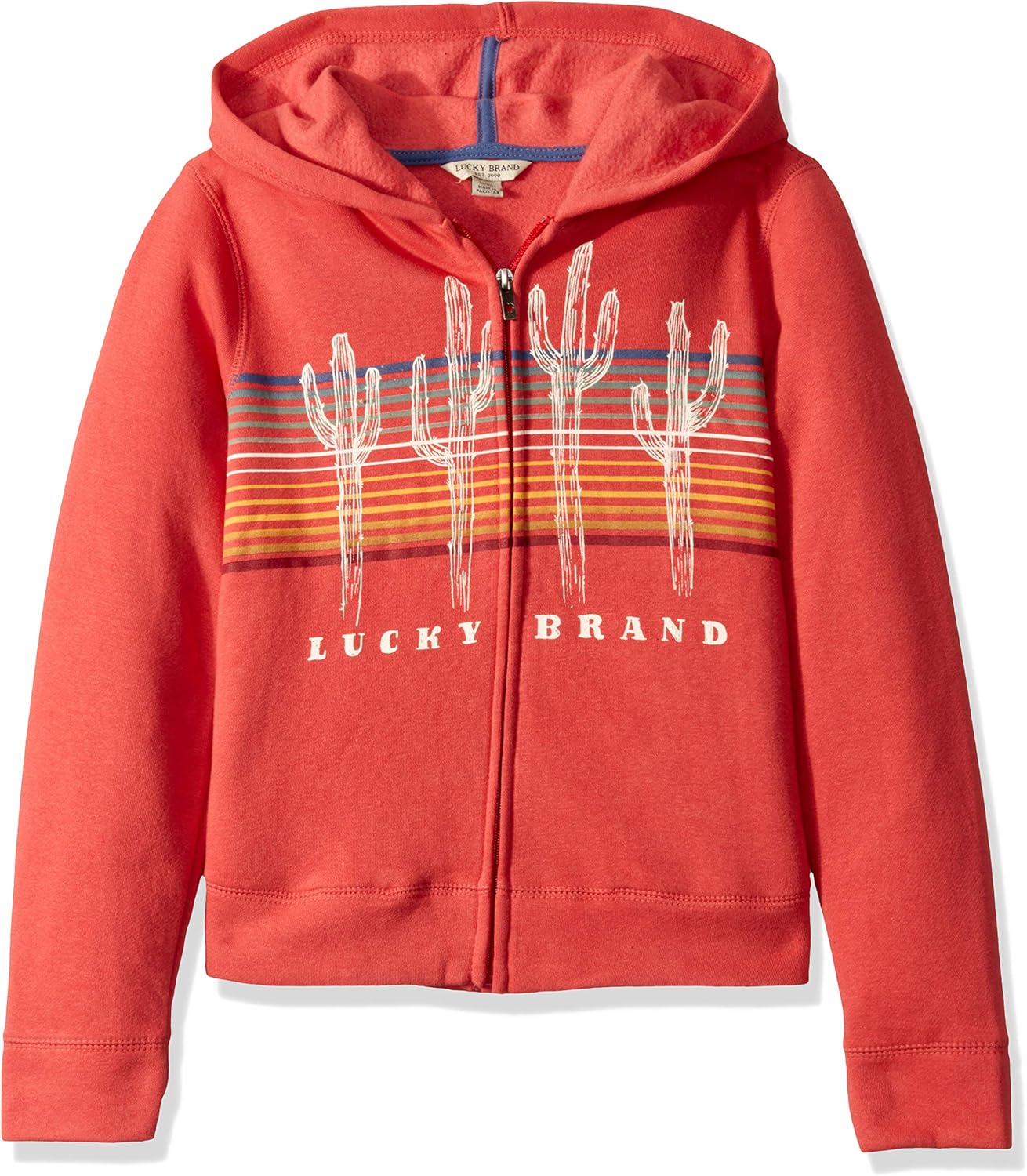 Lucky Brand Girls' Long Sleeve Zip Up Hoody: Clothing