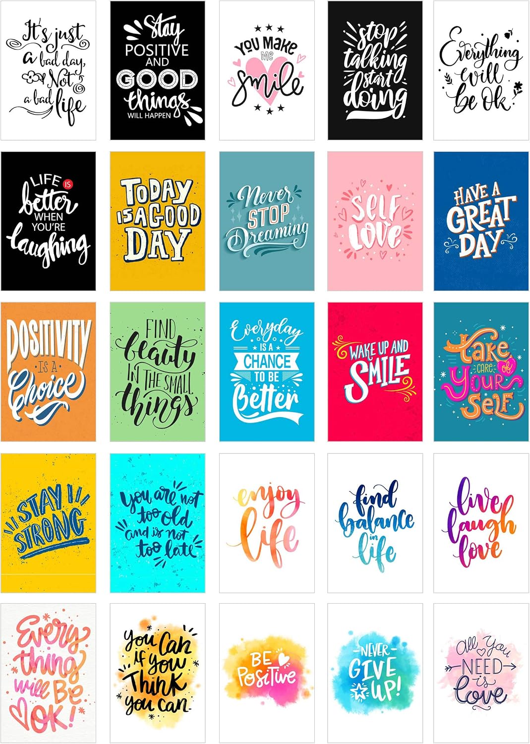 Edition Seidel Set of 25 Postcards Life & Moments with Sayings Cards with Saying Gift Decoration Idea, Love, Friend, Life