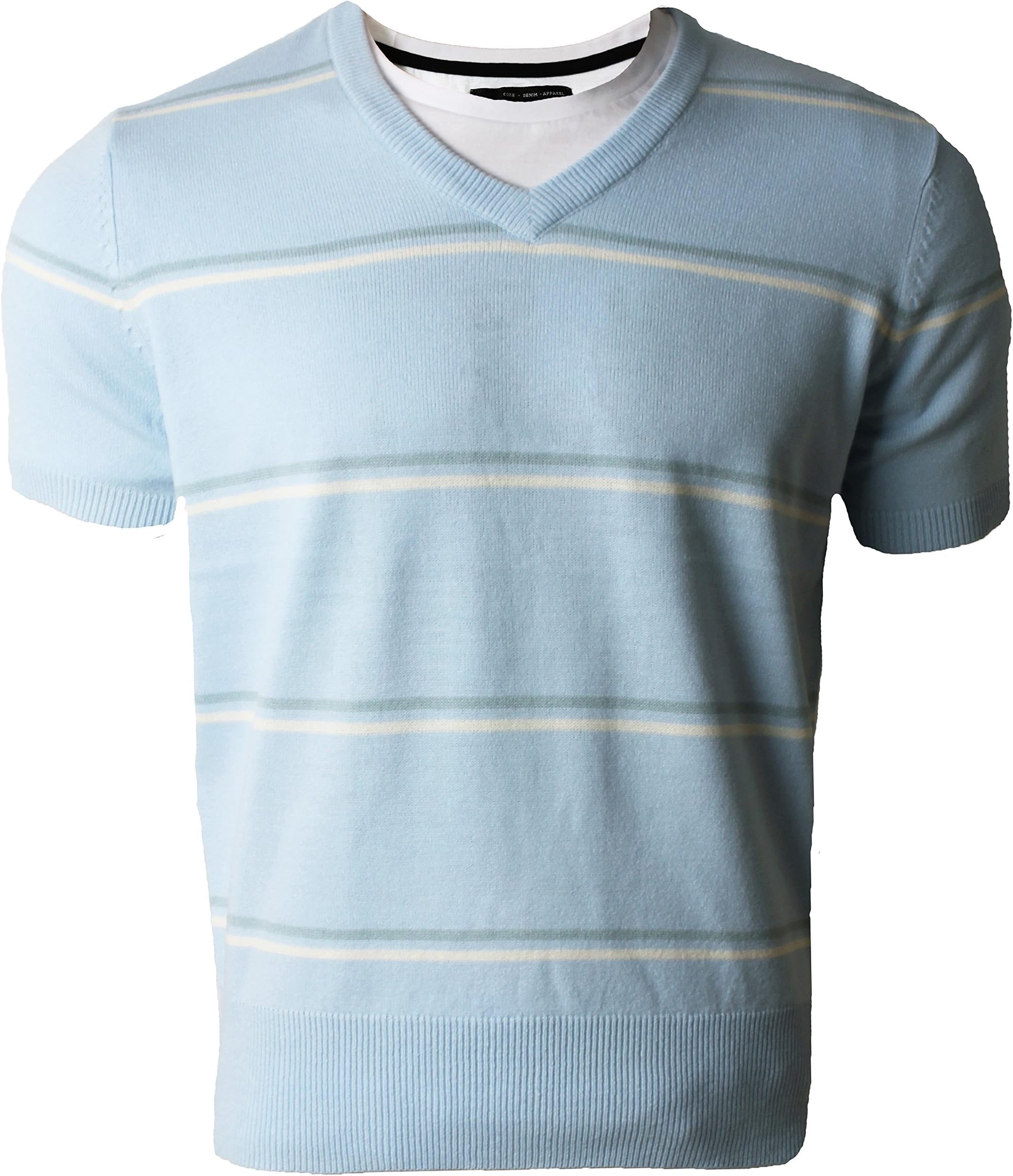 Kiabi Casual Mens Emporio V Neck Jumper Short Sleeve Fashion Sweater Knitwear Pullover