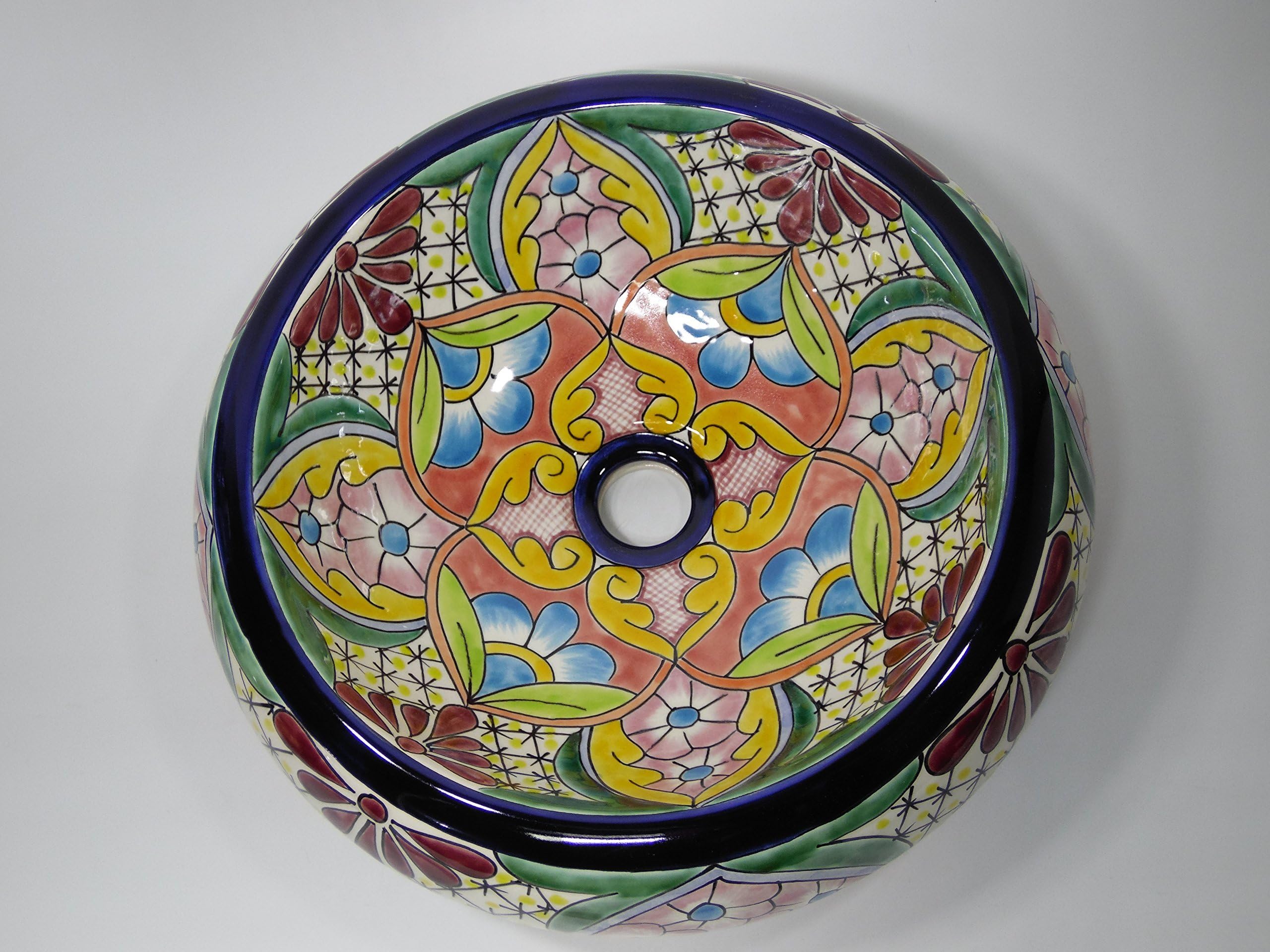15" DONUT TALAVERA SINK vessel, doughnut mexican bathroom sink, handmade ceramic, mexico folk art