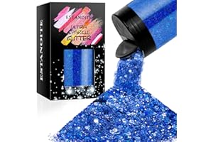 ESTANOITE Holographic Chunky Glitter, 5.64oz/160g Craft Glitter Powder Mixed Chunky Flakes, Iridescent Nail Sequins for Nail Art, Hair, Epoxy Resin, Tumblers, Slime, Painting, Festival Decor (Galaxy Blue)