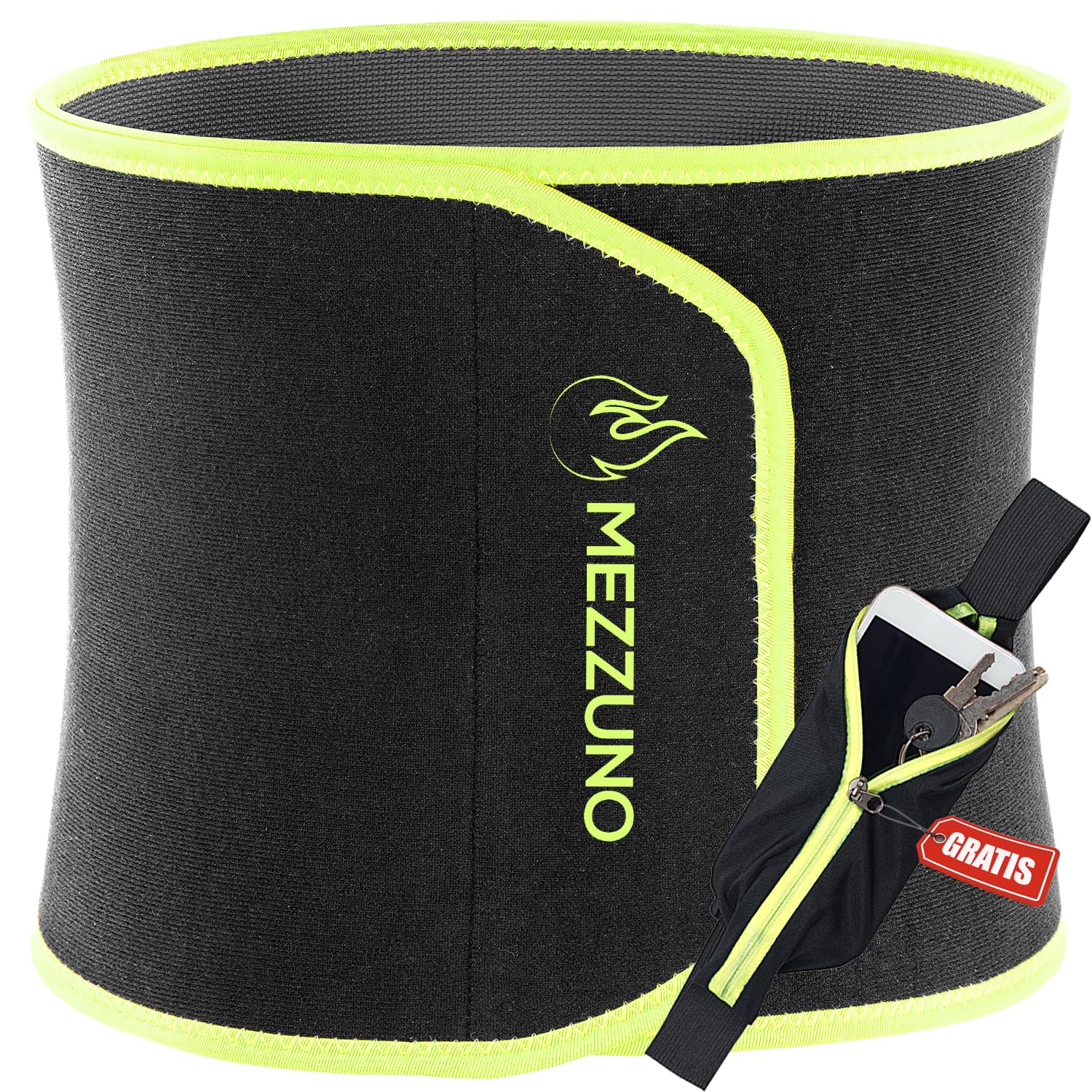 Waist Trainer - Weight Loss Belt to Sweat and Burn Fat - Body Trimmer Sweat Belt for Men and Women - Including Running Belt (Green, S-M)