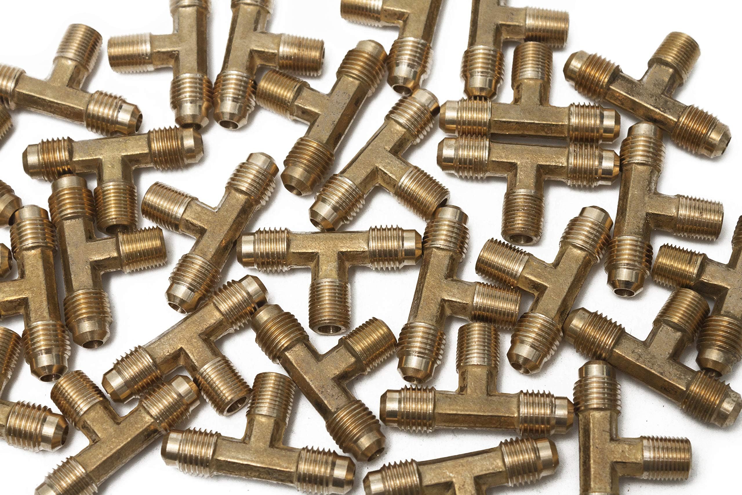 LTWFITTING Brass 1/4-Inch OD x 1/4-Inch OD x 1/8-Inch Male NPT Flare Male Branch Tee Tube Fitting (Pack of 300)