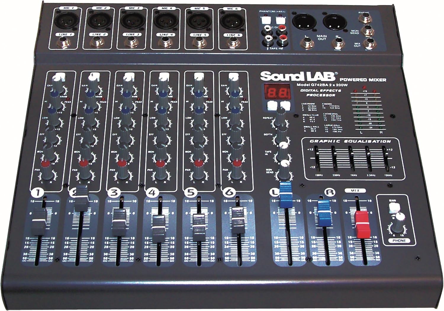 SOUNDLAB 400W STEREO FLATBED MIXER AMPLIFIER, Black Amazon.co.uk