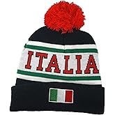 Italia Knit Ski Cap with Pom - Italy Collection of Italian Pride Products at PSILoveItaly – Colorful Italian Beanie Hat