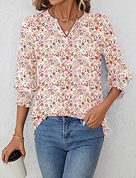 LOMON Elbow Length Tops for Women 3/4 Womens Dressy