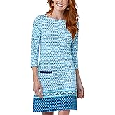 Cabana Life Shift Dress, UPF 50+ Sun Protection Casual Dress, Boat Neckline, Quarter Sleeve, Womens Fashion