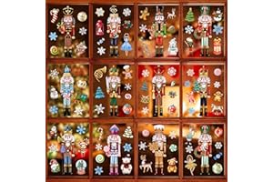 BORAMDO Christmas Window Clings 12 Sheets, Christmas Nutcracker Window Decals Stickers, Removable Christmas Window Decorations for Glass Windows Xmas Holiday Home Office Decor 12 Styles (Nutcracke)
