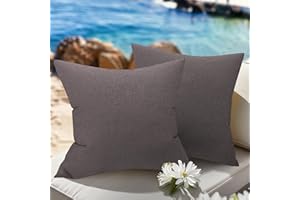 WOLKI Waterproof Outdoor Pillows 20x20 Feather and Down Filled Throw Pillow for Patio Furniture, Outside Decorative Pillow Set of 2, Grey