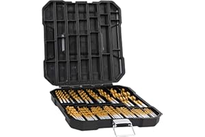 Hurricane 99 Pieces Titanium Twist Drill Bit Set, 135 Deg Tip High Speed Steel, Size from 1/16 Inch up to 3/8 Inch, Ideal Dri