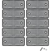 Yinaolan 10 Pack White Screw on Rectangular Reflectors, E11 Approval | Road Safety Gate Posts Rear Reflectors for Mailboxes Driveway Trailer Caravan Tunnels Truck Tractor Boat Lorry Motorcycle